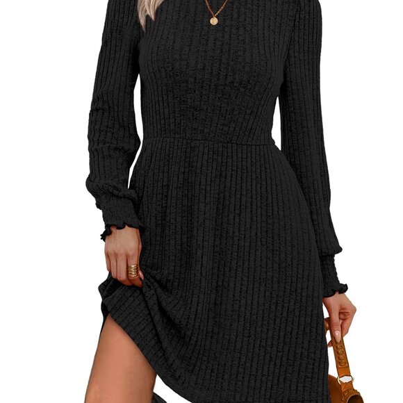 Dresses & Skirts - Long Sleeve Sweater Dress Casual Fall Fashion Stretchy Polyester Rayon